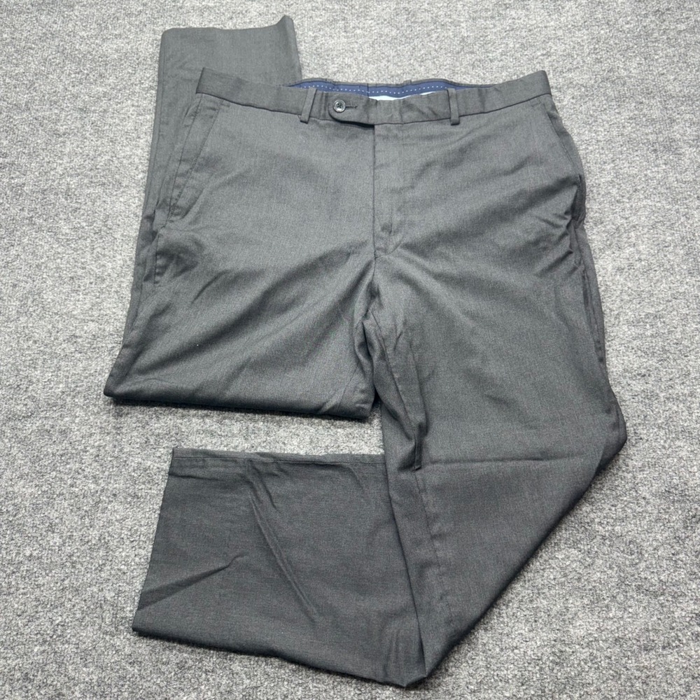 Peter Millar Mens 36R Charcoal Grey Wool Blend Flat Front Dress Pants Canada